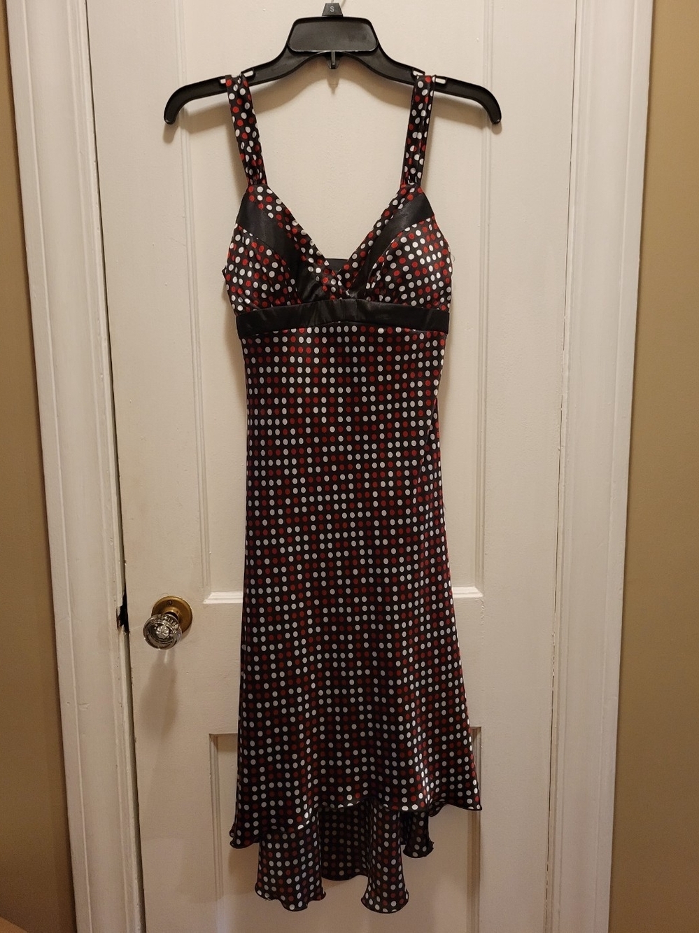 Iz Byer Vintage Red & Black Polka Dot High-Low Dress Size 5